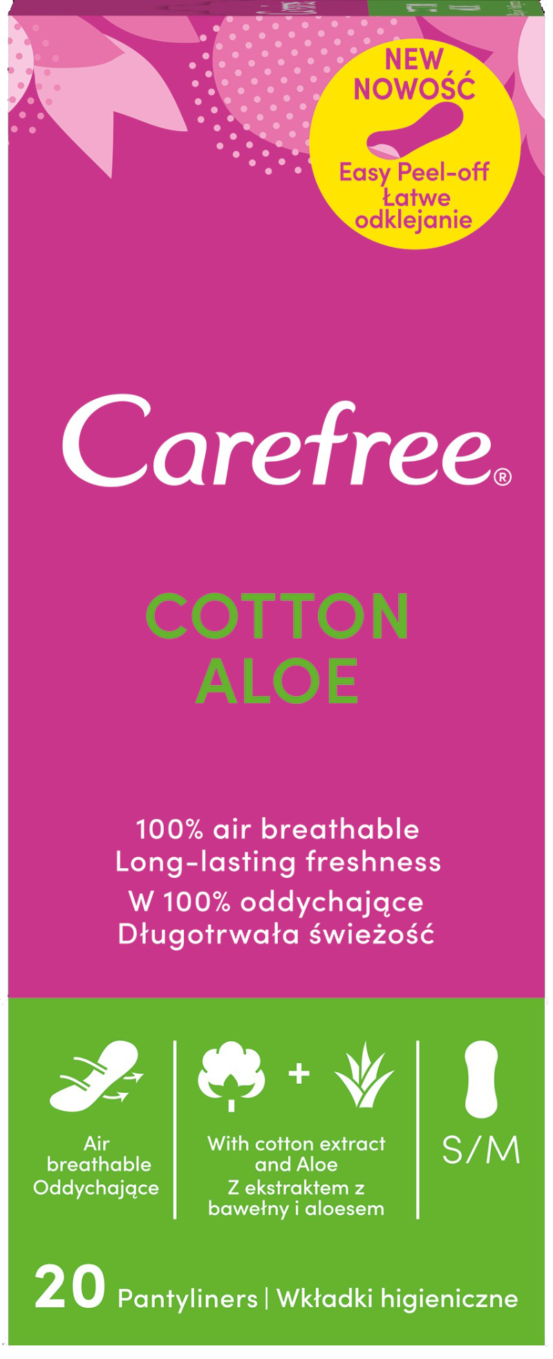 Carefree Panty Liners, Cotton, Aloe, Pack of 30