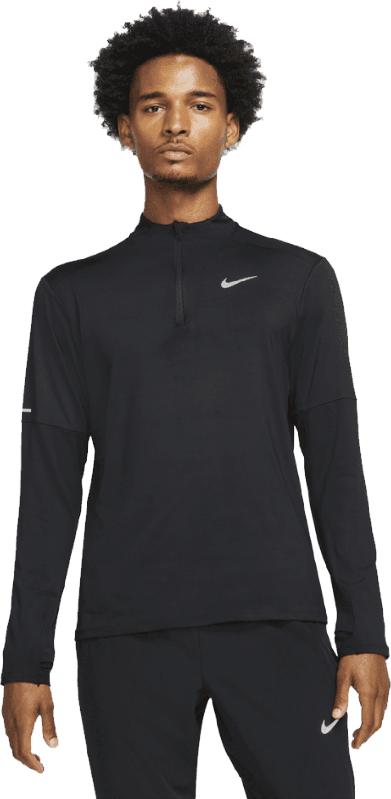 Nike Dri FIT Element 1 4 Zip Running Top Black Reflective Silv L