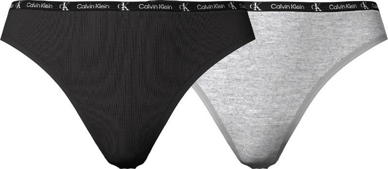 Calvin Klein Women's Motive Cotton Thongs 3-Pack - Black/Grey/Pink