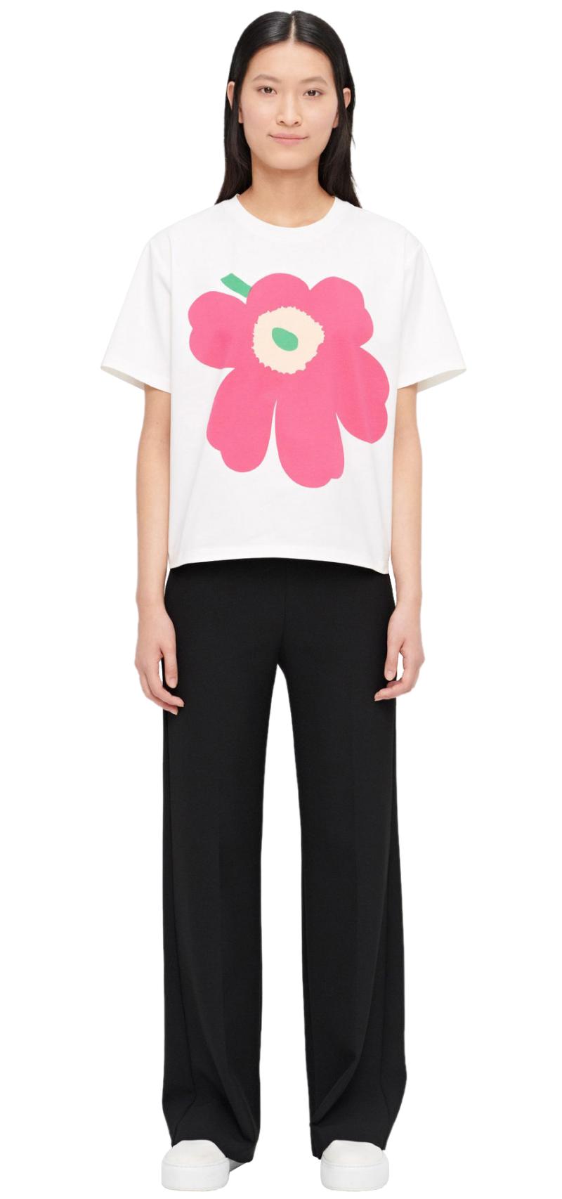 Marimekko - Vaikutus Unikko T-Shirt White, pink, green L