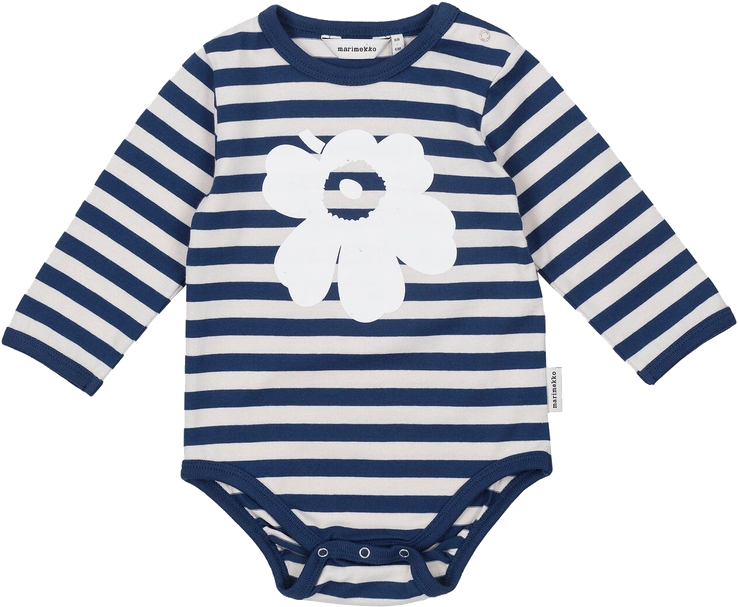 Marimekko - Vinde Tasaraita Unikko Bodysuit Blue, White