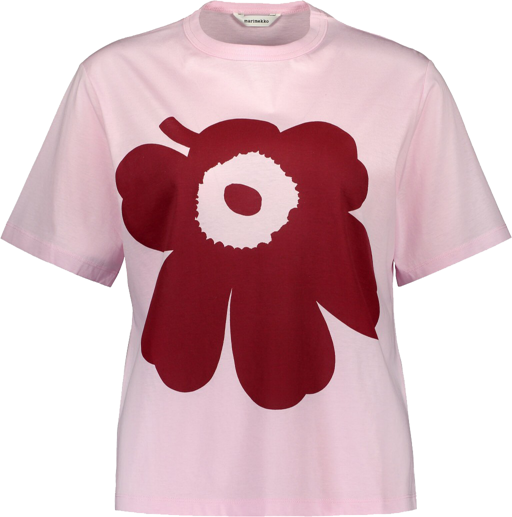 Marimekko - Kapina Unikko T-Shirt Pink, dark red