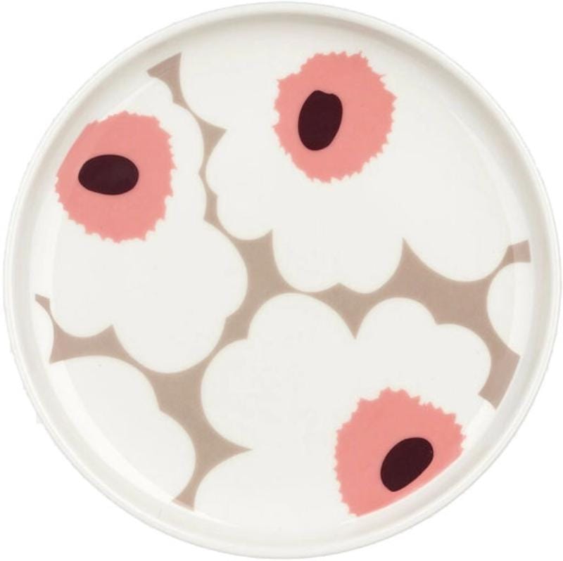 Pink and white plate