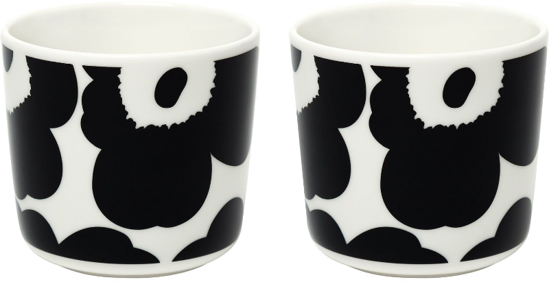 Marimekko - Marimekko Oiva / Unikko Coffee, Without Handle, 2 Pcs white,  black 2dl/ 2pcs - 6411254665343